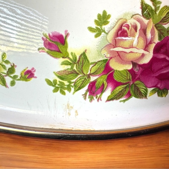 VINTAGE Royal Albert Old Country Roses Enamel Mixing Bowl 1962 Large Floral Bowl - Picture 7 of 12